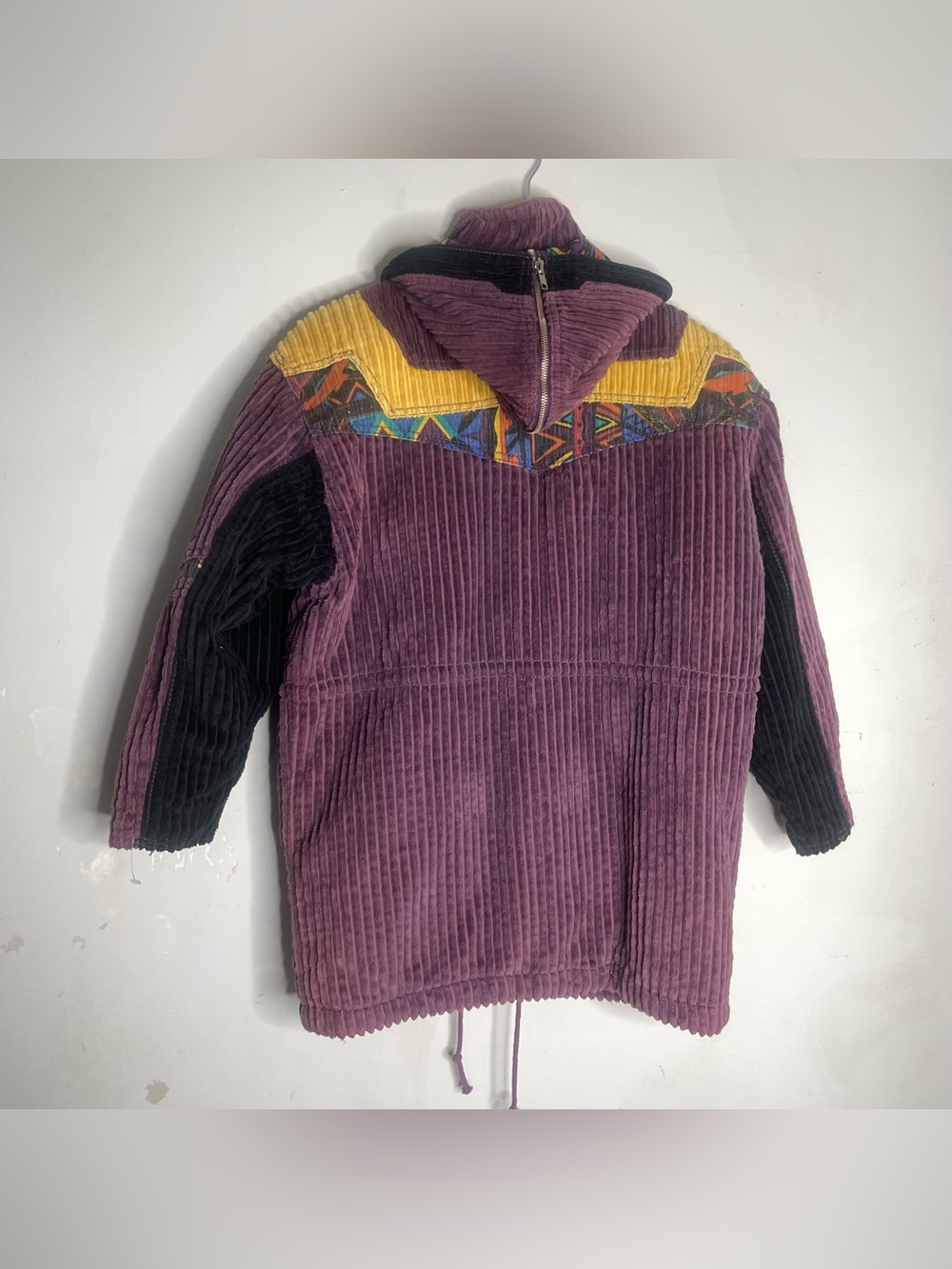 Vintage Major Damage Purple Corduroy Colorblock Jacket Medium M Hooded 1990 - Picture 3 of 9